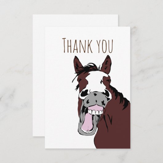 Dank u Waterverf Funny Horse Laugh Natuur Art Bedankkaart (Voorkant / Achterkant)