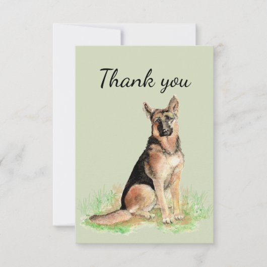 Dank u Waterverf German Shepherd Dog Pet Bedankkaart (Voorkant)