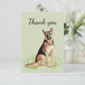 Dank u Waterverf German Shepherd Dog Pet Bedankkaart (Staand voorkant)