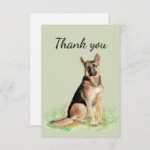 Dank u Waterverf German Shepherd Dog Pet Bedankkaart (Voorkant / Achterkant)