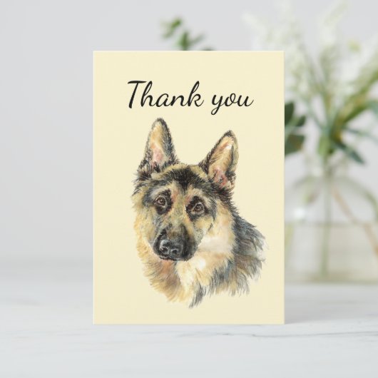 Dank u Waterverf German Shepherd Dog Pet Bedankkaart (Staand voorkant)