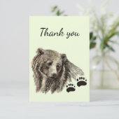 Dank u Waterverf Grizzly Beer Dierlijke Natuur Bedankkaart (Staand voorkant)