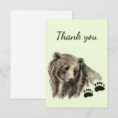 Dank u Waterverf Grizzly Beer Dierlijke Natuur Bedankkaart (Voorkant / Achterkant)