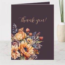 Dank u- Waterverf Herfst Flowers-Paarse- Kaart