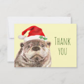 Dank u Waterverf Kerstmis Otter Fun Animal Bedankkaart (Voorkant)