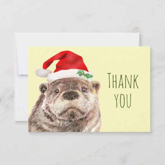 Dank u Waterverf Kerstmis Otter Fun Animal Bedankkaart (Voorkant)