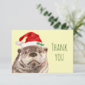 Dank u Waterverf Kerstmis Otter Fun Animal Bedankkaart (Staand voorkant)