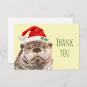 Dank u Waterverf Kerstmis Otter Fun Animal Bedankkaart (Voorkant / Achterkant)