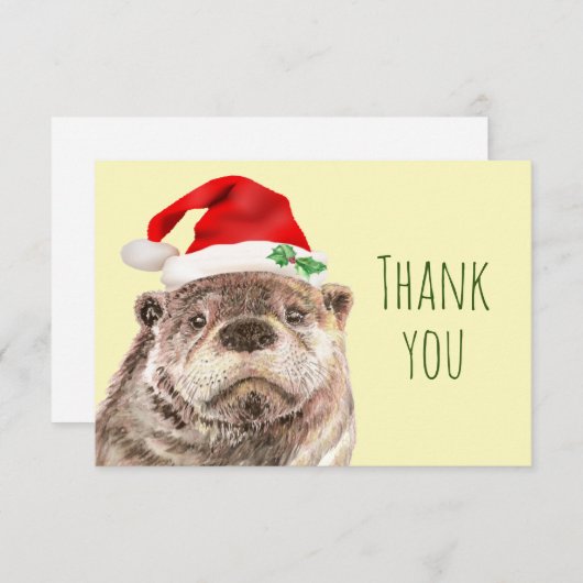Dank u Waterverf Kerstmis Otter Fun Animal Bedankkaart (Voorkant / Achterkant)