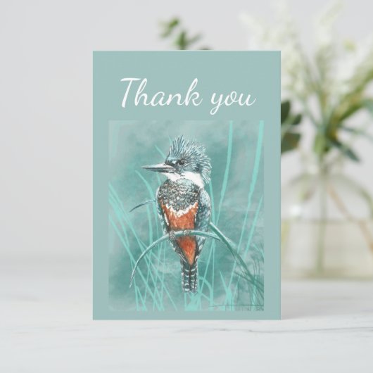 Dank u Waterverf Kingfisher Bird Natuur Art Bedankkaart (Staand voorkant)