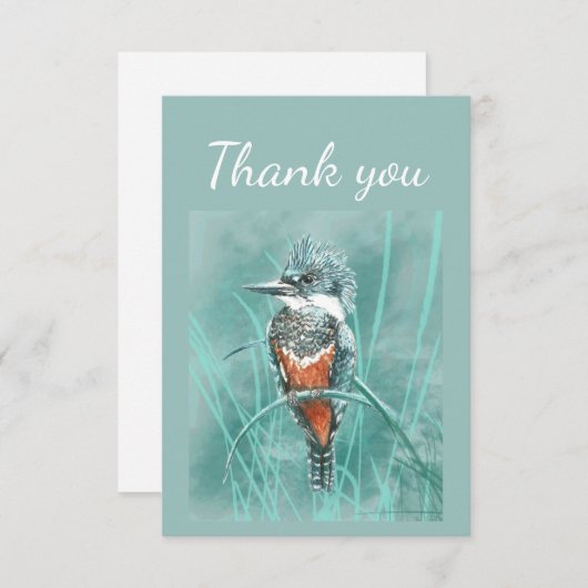 Dank u Waterverf Kingfisher Bird Natuur Art Bedankkaart (Voorkant / Achterkant)
