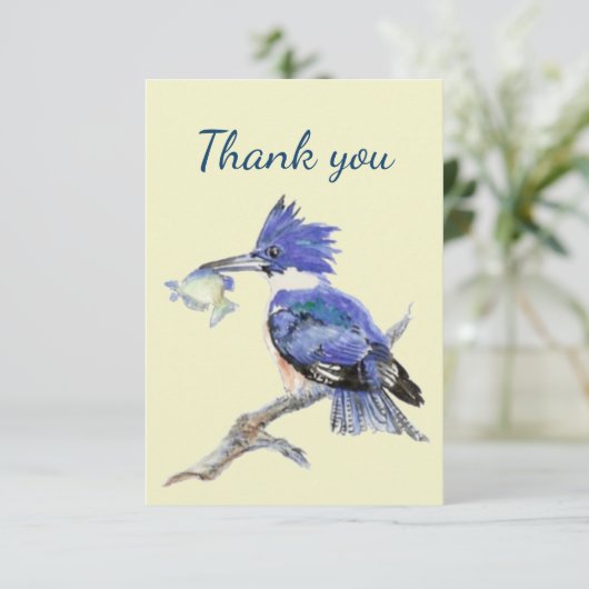 Dank u Waterverf Kingfisher Bird Natuur Art Bedankkaart (Staand voorkant)