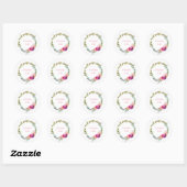 Dank u Waterverf Laurel en Flower Wreath Ronde Sticker (Vel)
