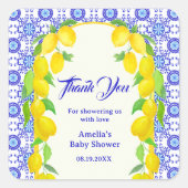 Dank u Waterverf Lemons Positano Amalfi Tegel Vierkante Sticker (Voorkant)