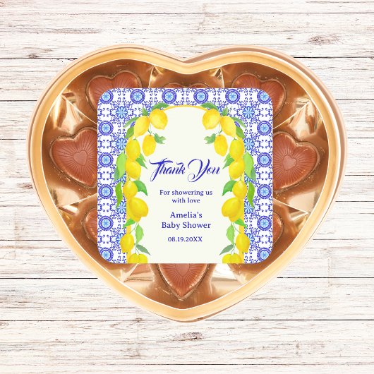 Dank u Waterverf Lemons Positano Amalfi Tegel Vierkante Sticker