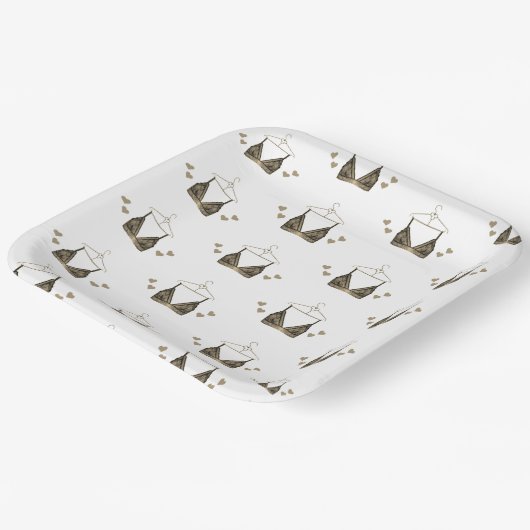 Dank u Waterverf Lingerie Vrijgezellenfeest Papieren Bordje (Gebogen)