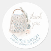 Dank u Waterverf Macrame Bag Custom Ronde Sticker (Voorkant)