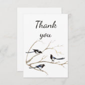 Dank u Waterverf Magpie Garden Bird Animal Bedankkaart (Voorkant / Achterkant)