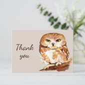 Dank u Waterverf Owl Bird met Attitude Bedankkaart (Staand voorkant)