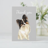Dank u Waterverf Papillon Dog Pet Animal Bedankkaart (Staand voorkant)