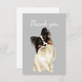 Dank u Waterverf Papillon Dog Pet Animal Bedankkaart (Voorkant / Achterkant)
