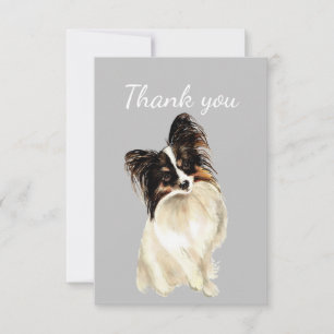 Dank u Waterverf Papillon Dog Pet Animal Bedankkaart