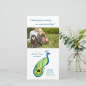 Dank u Waterverf Peacock bruiloft fotokaart Bedankkaart (Staand voorkant)
