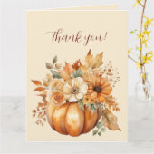 Dank u- Waterverf pompoen bloemontwerp- Kaart (Gele Bloem)