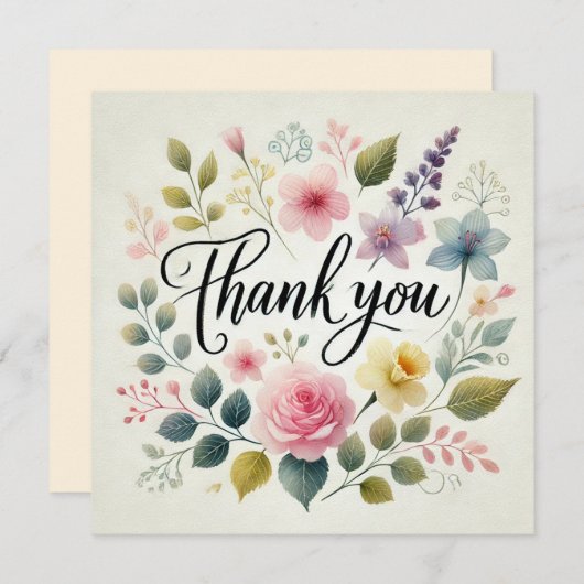 Dank u Waterverf Print Design Kaart (Voorkant / Achterkant)