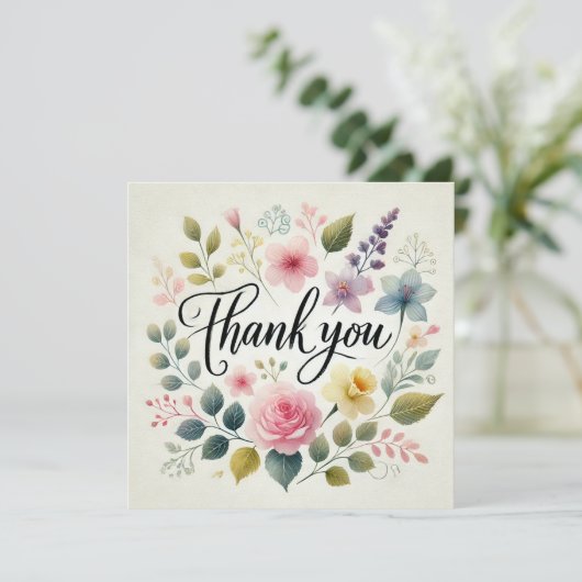 Dank u Waterverf Print Design Kaart (Staand voorkant)