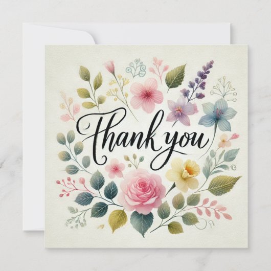 Dank u Waterverf Print Design Kaart (Voorkant)