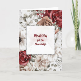 Dank u Waterverf Red en Tan Rozen Bedankkaart