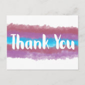 Dank U Waterverf Roze Paars Blauw Briefkaart (Voorkant)