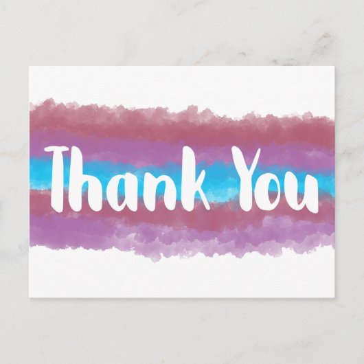 Dank U Waterverf Roze Paars Blauw Briefkaart (Voorkant)