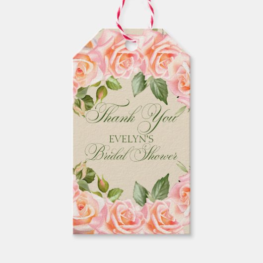 Dank u Waterverf Rozen Garden Vrijgezellenfeest Cadeaulabel (Voorkant)