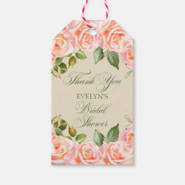 Dank u Waterverf Rozen Vrijgezellenfeest Cadeaulabel