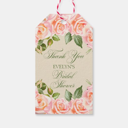 Dank u Waterverf Rozen Vrijgezellenfeest Cadeaulabel (Achterkant)