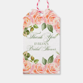 Dank u Waterverf Rozen Vrijgezellenfeest Cadeaulabel