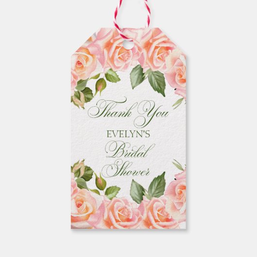 Dank u Waterverf Rozen Vrijgezellenfeest Cadeaulabel (Achterkant)