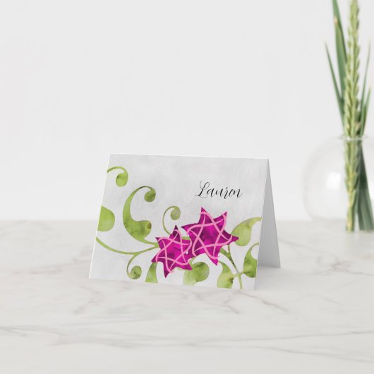 Dank u Waterverf Ster Floral Design Roze Bedankkaart (Voorkant)