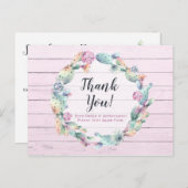 Dank u Waterverf Succulent Cactus Rustic Wood Briefkaart (Voorkant / Achterkant)