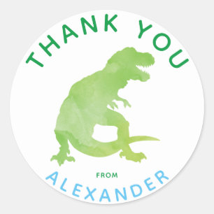 Dank u Waterverf T-Rex Dinosaurus gepersonaliseerd Ronde Sticker
