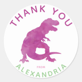 Dank u Waterverf T-Rex Dinosaurus gepersonaliseerd Ronde Sticker