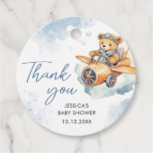 Dank u Waterverf Teddy Bear Baby shower Bedankjes Labels (Voorkant)