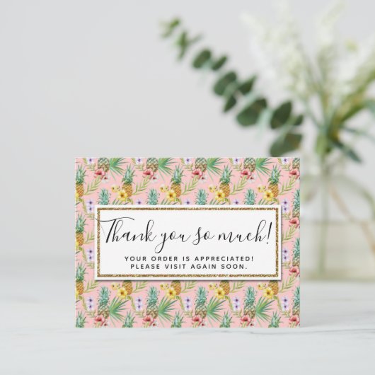 Dank u Waterverf voor ananas en Hibiscus Flowers Briefkaart (Staand voorkant)