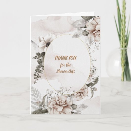 Dank u Waterverf White en Tan Rozen Bedankkaart (Voorkant)