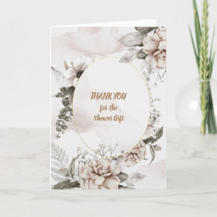 Dank u Waterverf White en Tan Rozen Bedankkaart