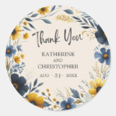 Dank u Waterverf Wildbloemen Elegant Wedding Ronde Sticker (Voorkant)