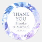 Dank u Waterverf Wisteria Bloemenbruiloft Ronde Sticker (Voorkant)