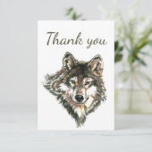 Dank u Waterverf Wolf Animal Wildlife Bedankkaart (Staand voorkant)